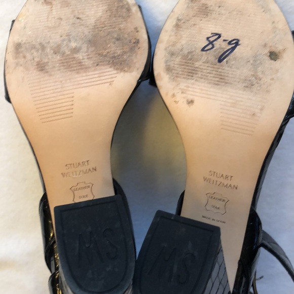 Stuart Weitzman Chunky Black Embossed Sandals. Size 7.5. - Picture 6 of 8